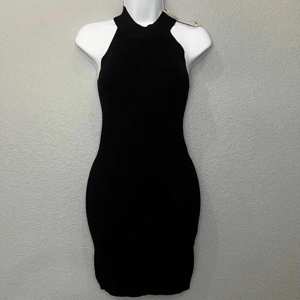 Jdy black ribbed halter bodycon
